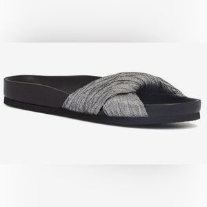 Silver Twist Strap Women's Slide Sandal